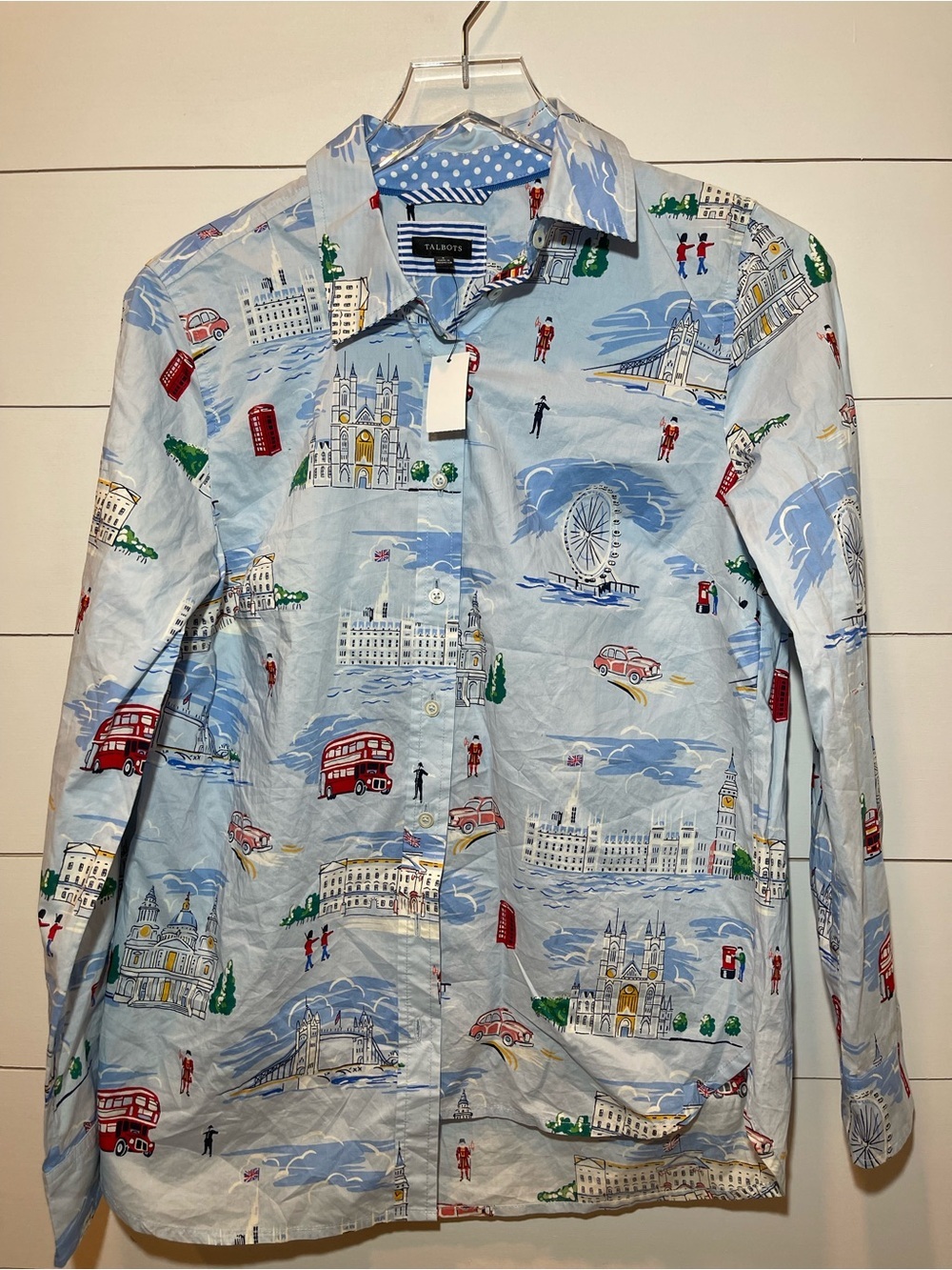 Talbots Light Blue London Landmark Cotton Button-Down Shirt Size Small NWT